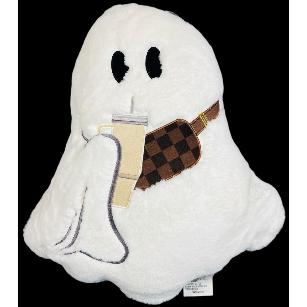 Spooky Tacular Halloween Ghost Pillow w/tan Stanley Cup & Brown Cross-body Bagπ»